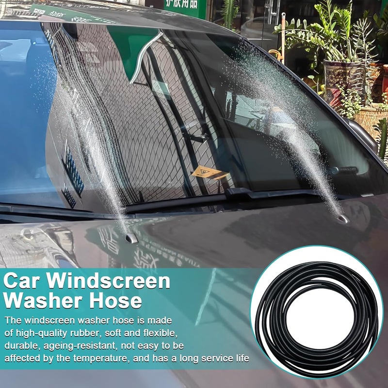 Bcautay Car Windshield Washer Hose 17 Pcs Windshield Washer Hose Kit 5M Washer Fluid Hose with 12 Pcs Hose Connectors 2 Fan Nozzles 2 Rubber Gaskets for Most Car Windshield Washer Tubing - Image 5